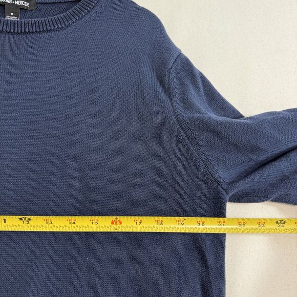 Spring + Mercer Mens Sweater M Pullover Crew Neck Long Sleeves Blue Navy - Picture 4 of 6